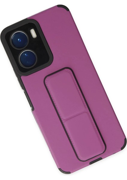 Vivo Y16 Kılıf Mega Standlı Silikon - Mor - CRM4886-4322
