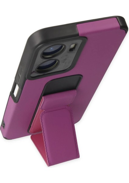 Vivo Y16 Kılıf Mega Standlı Silikon - Mor - CRM4886-4322