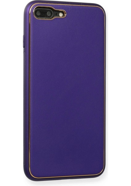 iPhone 7 Plus Kılıf Coco Deri Silikon Kapak - Mor - CRM5045-3972