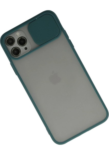 iPhone 11 Pro Kılıf Palm Buzlu Kamera Sürgülü Silikon - Yeşil - CRM3454-6488
