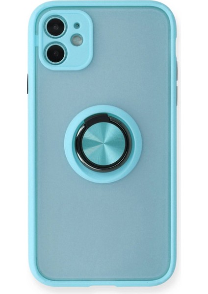 iPhone 11 Kılıf Montreal Yüzüklü Silikon Kapak - Buz Mavi - CRM2322-9234