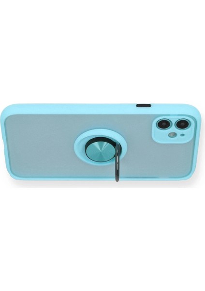 iPhone 11 Kılıf Montreal Yüzüklü Silikon Kapak - Buz Mavi - CRM2322-9234