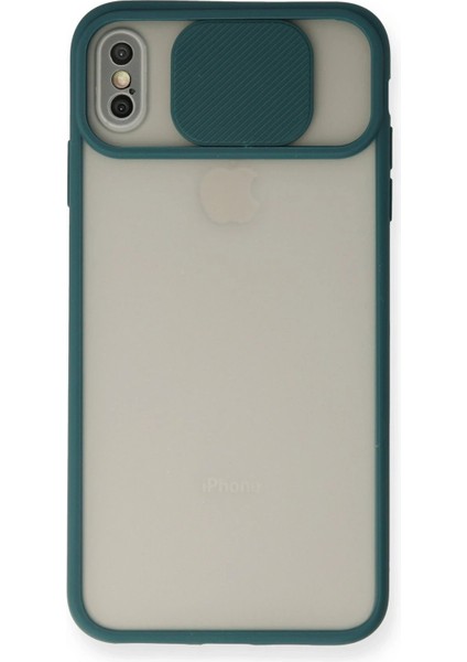 iPhone Xs Max Kılıf Palm Buzlu Kamera Sürgülü Silikon - Yeşil - CRM7460-4143