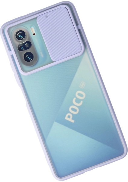Xiaomi Poco F3 Kılıf Palm Buzlu Kamera Sürgülü Silikon - Lila - CRM4766-3592