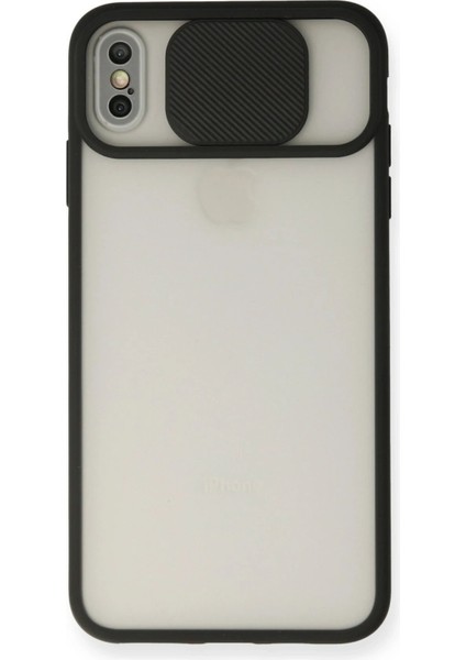 iPhone x Kılıf Palm Buzlu Kamera Sürgülü Silikon - Siyah - CRM1421-8005