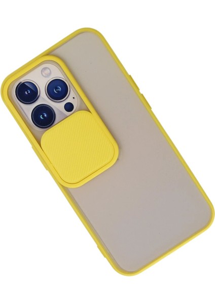 iPhone 13 Pro Kılıf Palm Buzlu Kamera Sürgülü Silikon - Sarı - CRM9913-6147