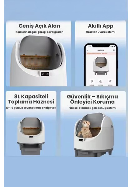 Akıllı Açık Kasa Otomatik Kedi Tuvaleti – Sessiz Motorlu, Koku Gidericili, Uv Sterilizasyonlu fırsatları