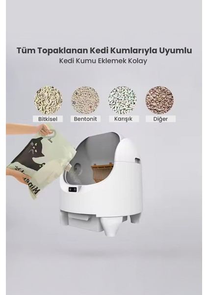 Akıllı Açık Kasa Otomatik Kedi Tuvaleti – Sessiz Motorlu, Koku Gidericili, Uv Sterilizasyonlu indirimleri