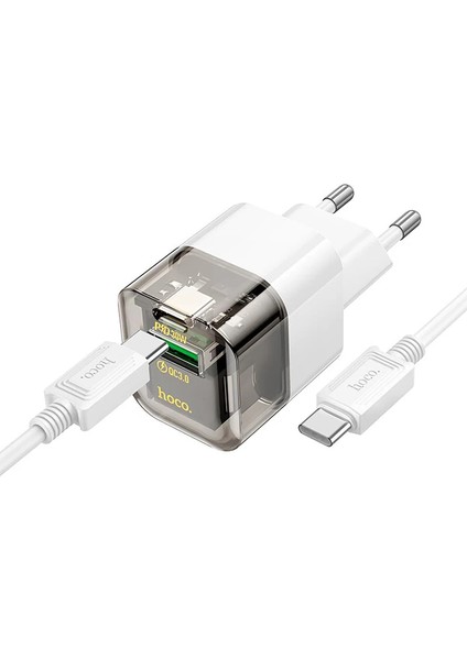 Hoco C131A Platinum PD30W+QC3.0 Girişli Hızlı Şarj Başlığı ve Type-C To Type - CRM1664-5957