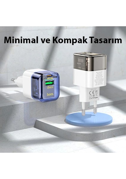 Hoco C131A Platinum PD30W+QC3.0 Girişli Hızlı Şarj Başlığı ve Type-C To Type - CRM1664-5957