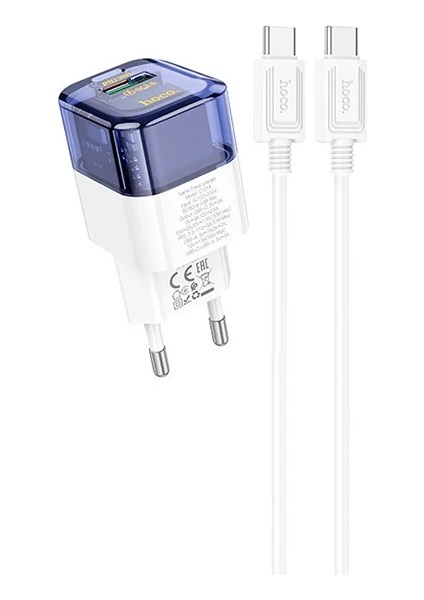 Hoco C131A Platinum PD30W+QC3.0 Girişli Hızlı Şarj Başlığı ve Type-C To Type - CRM1664-5957