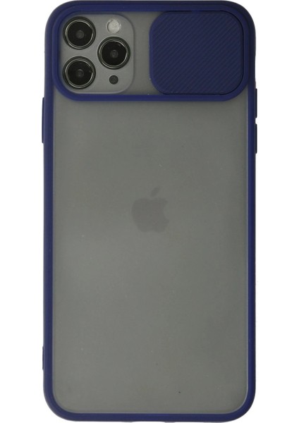 iPhone 11 Pro Kılıf Palm Buzlu Kamera Sürgülü Silikon - Lacivert - CRM3475-4651