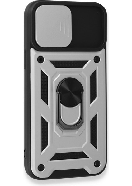 iPhone 15 Pro Kılıf Pars Lens Yüzüklü Silikon - Gümüş - CRM4818-4520 modelleri