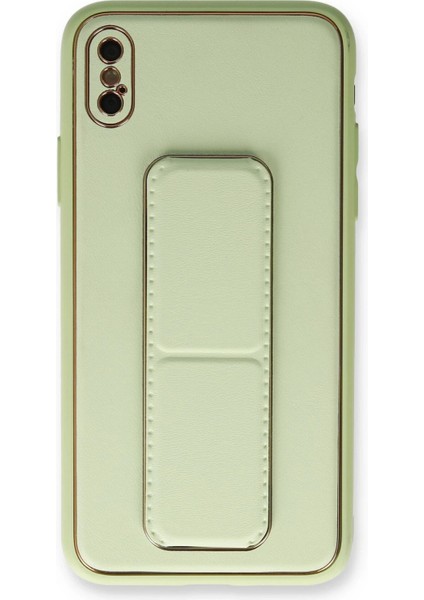 iPhone Xs Max Kılıf Coco Deri Standlı Kapak - Su Yeşili - CRM3909-4852