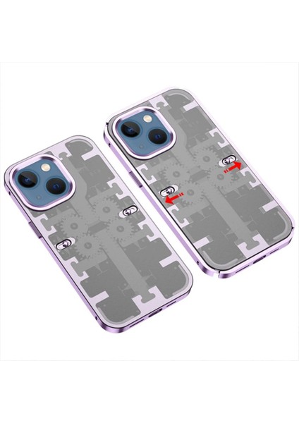 iPhone 14 Kılıf Mekanik Bumper Kapak - Derin Mor - CRM6596-8581