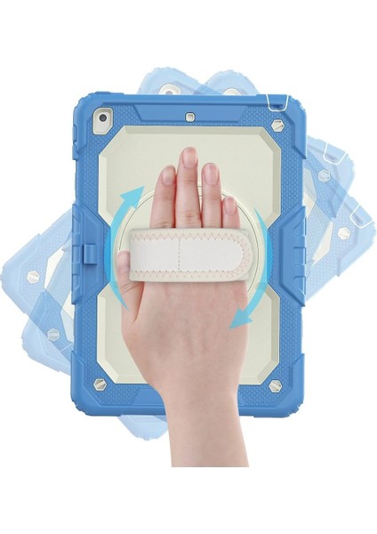 iPad 10.2 (7.nesil) Kılıf Strap New Tablet Kapak - Mavi - CRM3070-9505