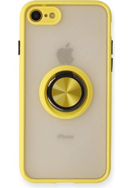 iPhone 7 Kılıf Montreal Yüzüklü Silikon Kapak - Sarı - CRM3613-8160