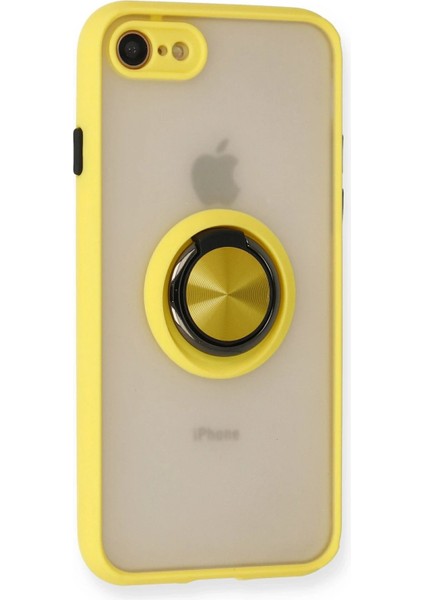 iPhone 7 Kılıf Montreal Yüzüklü Silikon Kapak - Sarı - CRM3613-8160