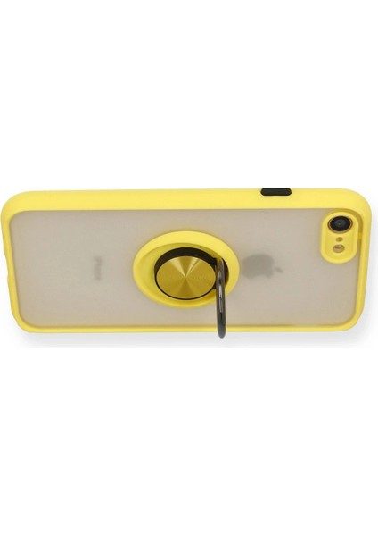 iPhone 7 Kılıf Montreal Yüzüklü Silikon Kapak - Sarı - CRM3613-8160