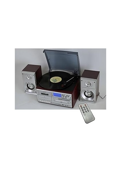 Knstar 2+1 Amfi Çıkışlı Müzik Merkezi Fm Radyo Pikap CD Player Kasetçalar Bluetooth USB Mp3 Çalar (