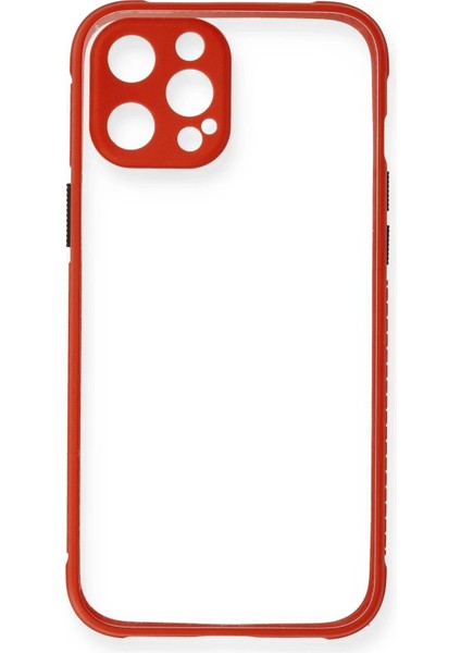iPhone 12 Kılıf Miami Şeffaf Silikon - Kırmızı - CRM1743-5818