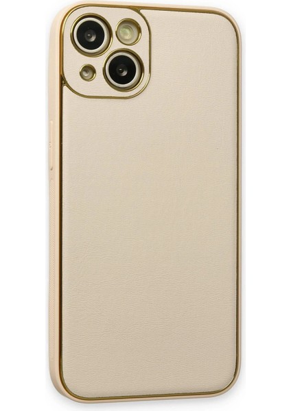 iPhone 14 Kılıf Coco Deri Silikon Kapak - Gold - CRM2252-5295