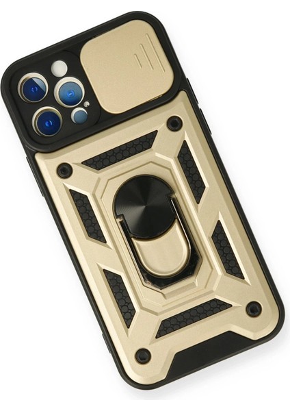 iPhone 12 Pro Kılıf Pars Lens Yüzüklü Silikon - Gold - CRM9407-3655