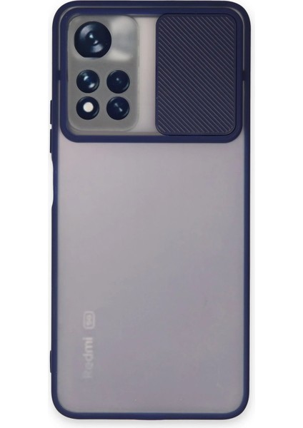 Xiaomi Redmi Note 11T Kılıf Palm Buzlu Kamera Sürgülü Silikon - Lacivert - CRM6977-8856