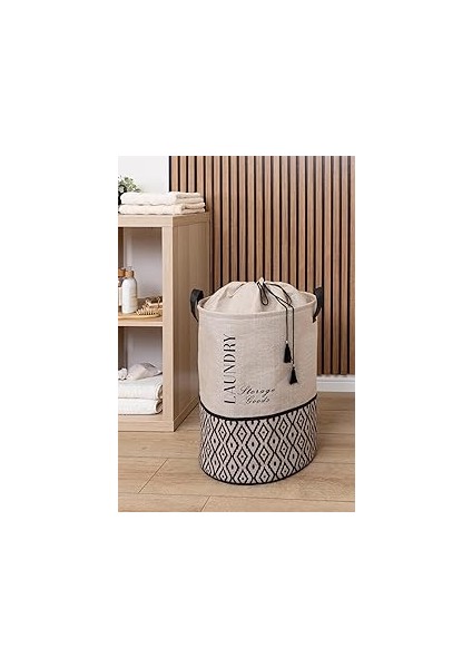 Bohe Yuvarlak Torbalı Düzenleyici Kirli Çamaşır Oyuncak Sepeti Organizer