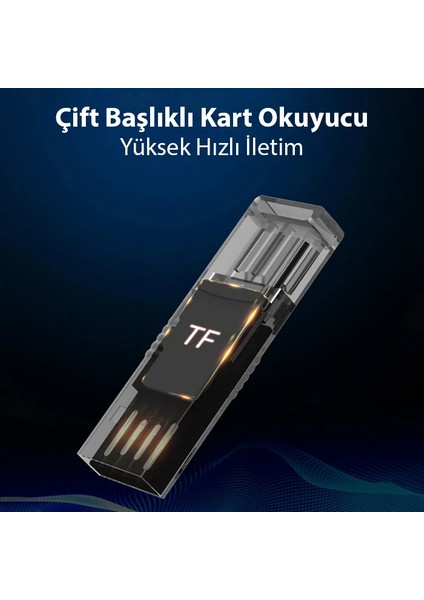 Ally Type-C USB C Micro Tf Kart Okuyucu - Telefon Tablet Pc-Laptop Bellek Kart Okuyu - CRM8768-6399