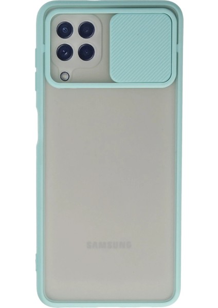 Samsung Galaxy A22 Kılıf Palm Buzlu Kamera Sürgülü Silikon - Turkuaz - CRM4688-2811