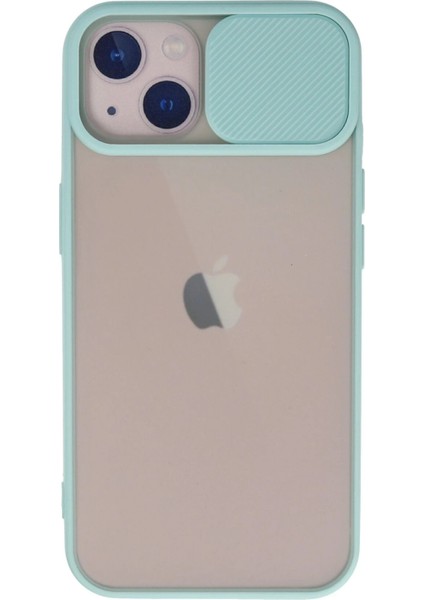 iPhone 13 Kılıf Palm Buzlu Kamera Sürgülü Silikon - Turkuaz - CRM1359-7625