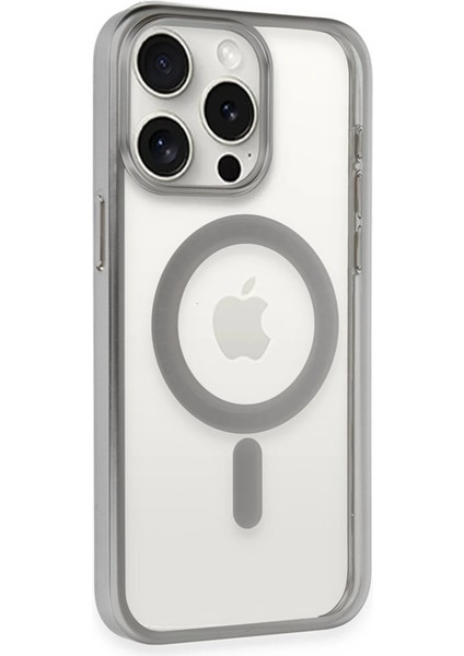 iPhone 15 Pro Max Kılıf Erozi Magsafe Kapak - Gümüş - CRM6307-8746