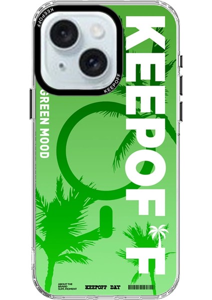iPhone 15 Summer Travel Magsafe Kapak - Green Mood - CRM4981-8381