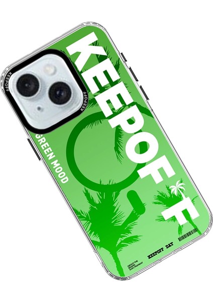 iPhone 15 Summer Travel Magsafe Kapak - Green Mood - CRM4981-8381
