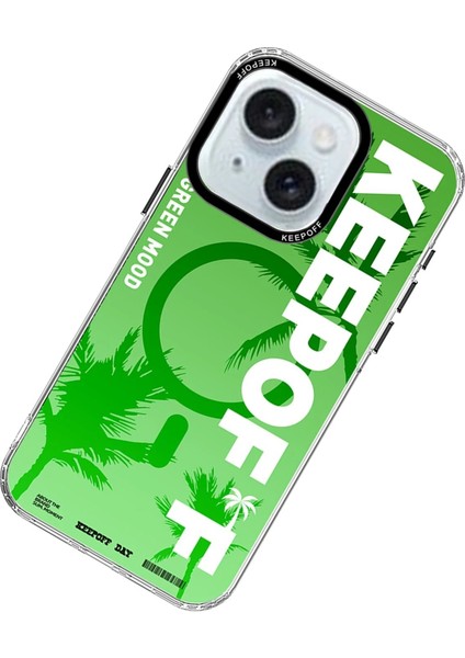 iPhone 15 Summer Travel Magsafe Kapak - Green Mood - CRM4981-8381