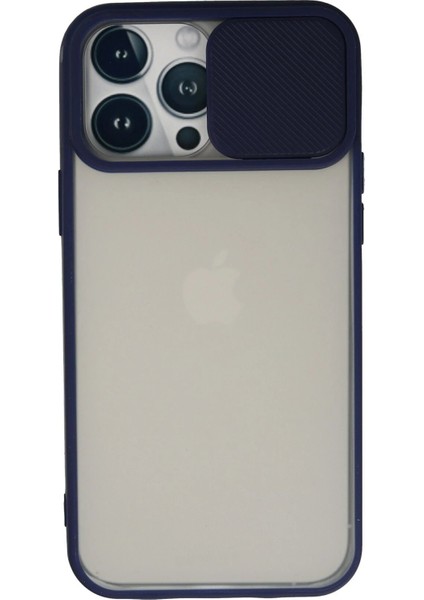 iPhone 13 Pro Max Kılıf Palm Buzlu Kamera Sürgülü Silikon - Lacivert - CRM3666-5491