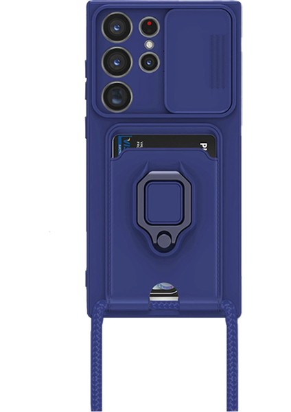 Samsung Galaxy S24 Ultra Kılıf Zuma Kartvizitli Yüzüklü Silikon - Lacivert - CRM6921-5944