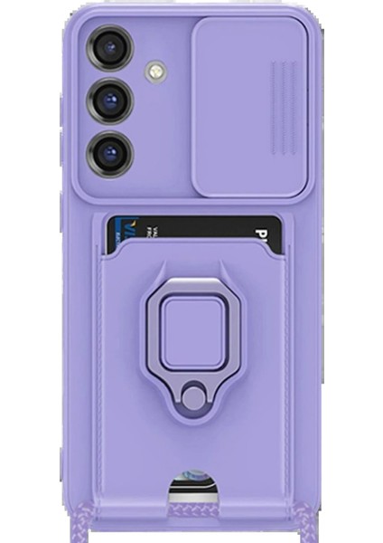 Samsung Galaxy S25 Plus Kılıf Zuma Kartvizitli Yüzüklü Silikon - Lila - CRM5094-5646