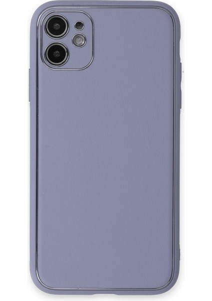 iPhone 12 Kılıf Coco Deri Silikon Kapak - Açık Lila - CRM4543-3486