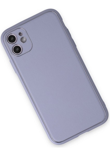 iPhone 12 Kılıf Coco Deri Silikon Kapak - Açık Lila - CRM4543-3486 modelleri