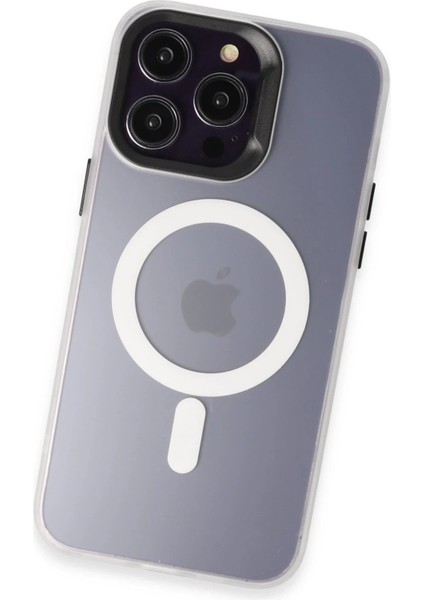 iPhone 15 Pro Max Kılıf Mateks Magsafe Kapak - Beyaz - CRM2260-6687
