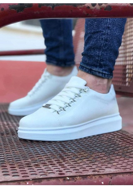 08 Beyaz Düz Erkek Casual Ayakkabı modelleri