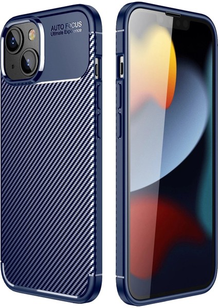 iPhone 14 Plus Kılıf Auto Focus Karbon Kapak - Lacivert - CRM1909-8992