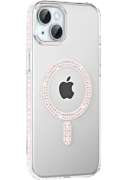 Apple iPhone 15 Move Taşlı Magsafe Kapak - Gümüş - CRM4585-5483
