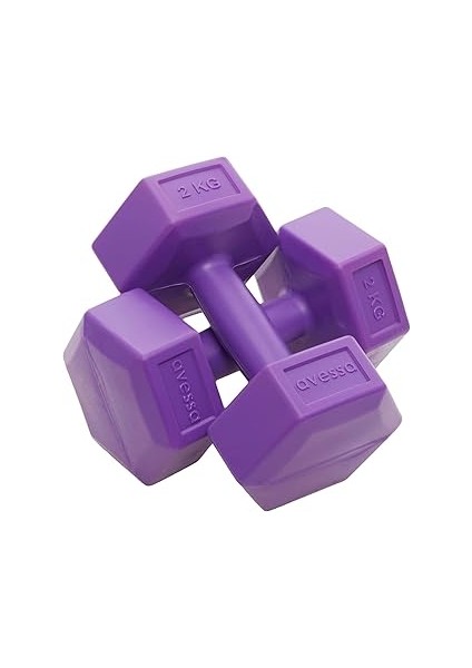 Avessa 2 kg Plastik Dambıl Set, 2 Adet, Mor