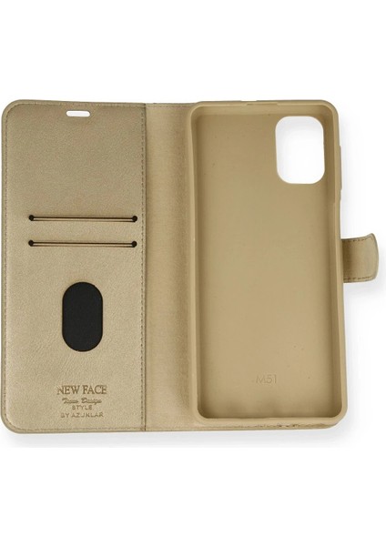 Samsung Galaxy M51 Trend S Plus Kapaklı Kılıf - Gold - CRM4001-4546