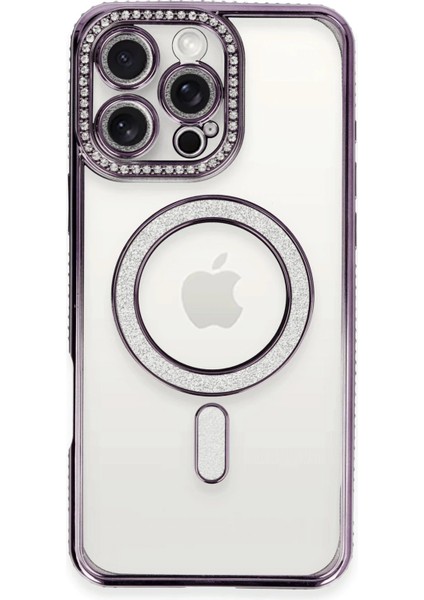 iPhone 16 Pro Kılıf Joke Simli Magneticsafe Kılıf - Derin Mor - CRM3736-4587