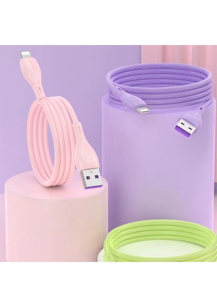 Kuulaa Liquid Silicone Iphone 12-11 Xs Xr 8-7 Şarj Kablosu 2.4A 1METRE-(1903) - CRM3418-4594