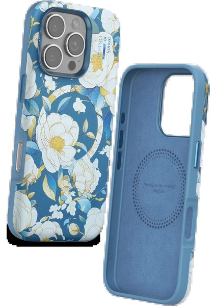 iPhone 16 Pro Max Flower Series Magsafe Kapak - Mavi - CRM5670-4892